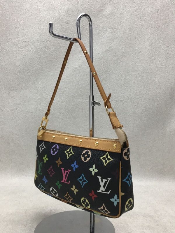 2 Louis Vuitton Pochette Accessoire Monogram Multicolor Black Noir