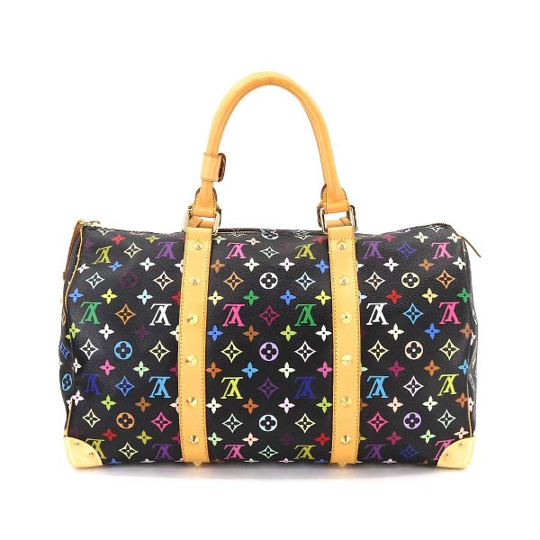 2 Louis Vuitton Monogram Multicolor Keepall 45 Boston Bag Noir