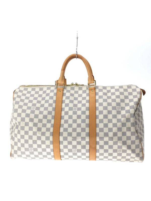 3 Louis Vuitton Keepall 50 Damier Azur Shoulder Bag White