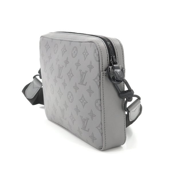 3 Louis Vuitton Monogram Shadow Duo Messenger Shoulder Bag Leather Gray