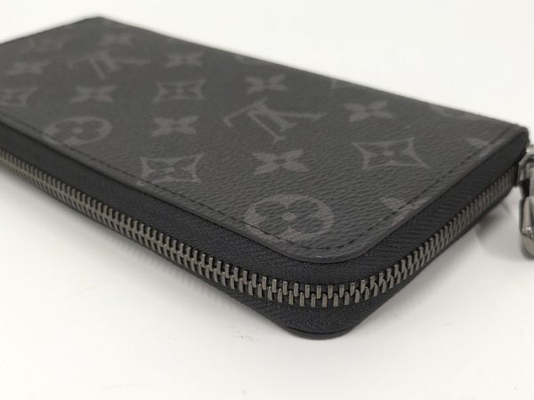 3 Louis Vuitton Vertical Round Zipper Long Wallet Eclipse Black