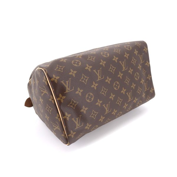 3 Louis Vuitton Monogram Speedy 30 Hand Bag Brown RFID Gold Hardware