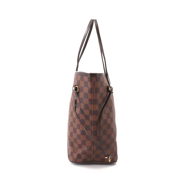 3 Louis Vuitton Damier Neverfull MM Tote Bag Ebene Brown Gold Metal Fittings