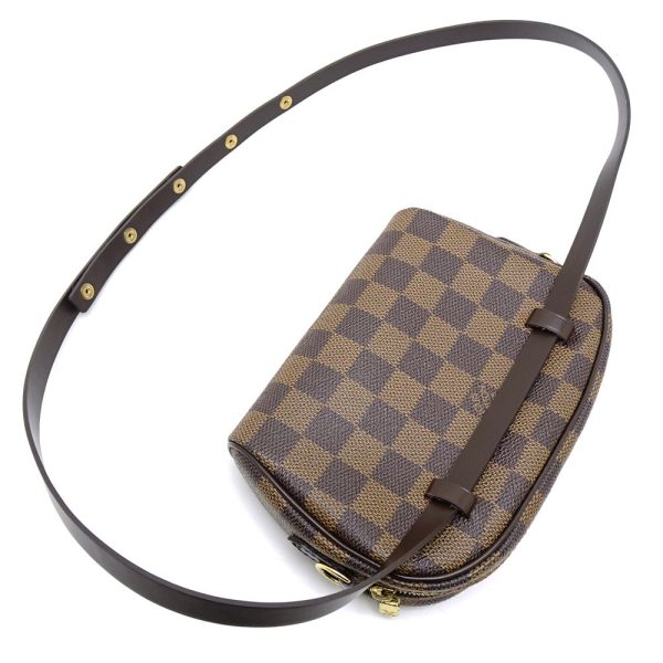 3 Louis Vuitton Damier Pochette Ipanema Ebene Waist Bag Pouch Brown