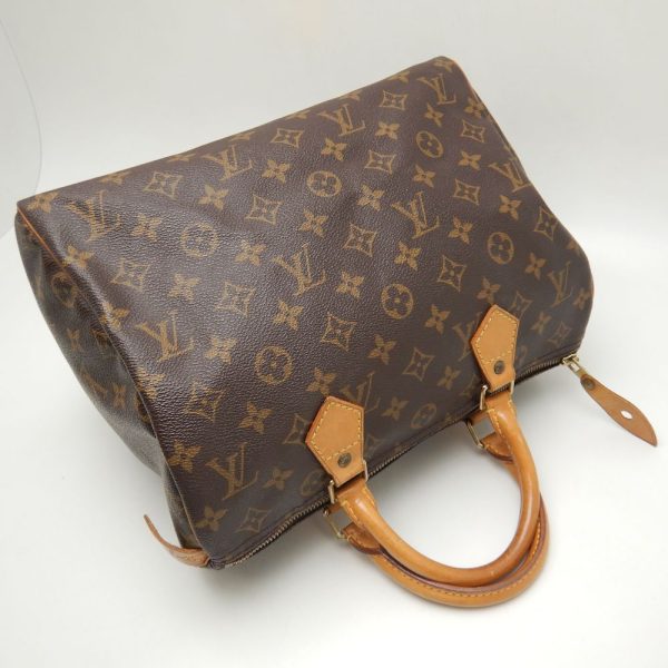 3 Louis Vuitton Monogram Speedy 30 Handbag Brown