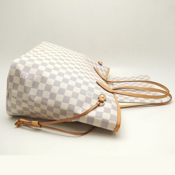 3 Louis Vuitton Damier Azur Neverfull MM Tote Bag White