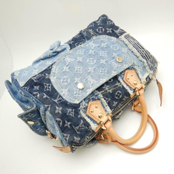 3 Louis Vuitton Monogram Denim Speedy 30 Blue Boston Bag