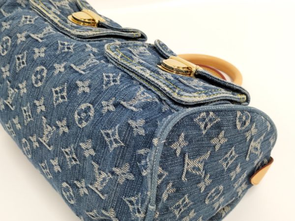 3 Louis Vuitton Neo Speedy Handbag Mini Boston Bag Monogram Denim Blue