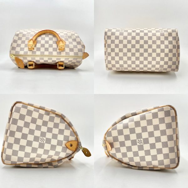 3 Louis Vuitton Handbag Damier Azur Speedy 30 Boston Bag White