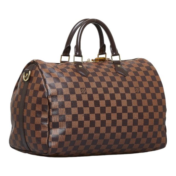 3 Louis Vuitton Damier Speedy 35 Bandouliere Ebene Brown Leather