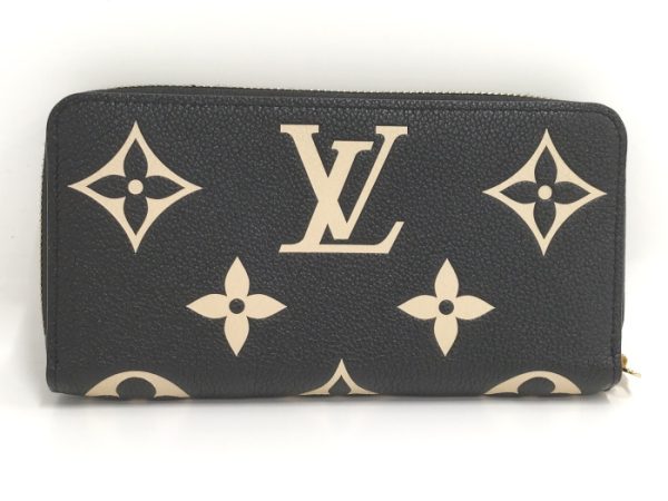 3 Louis Vuitton Zippy Wallet Round Zipper Long Wallet Monogram Amplant Black Beige