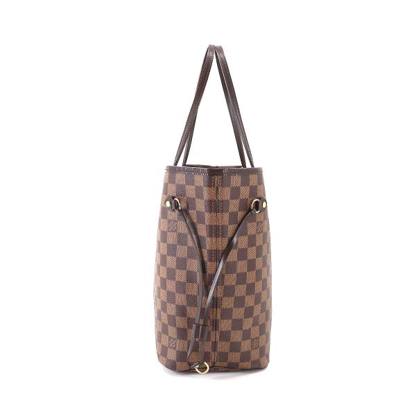 3 Louis Vuitton Damier Neverfull MM Tote Bag Ebene Brown Red Gold Metal Fittings