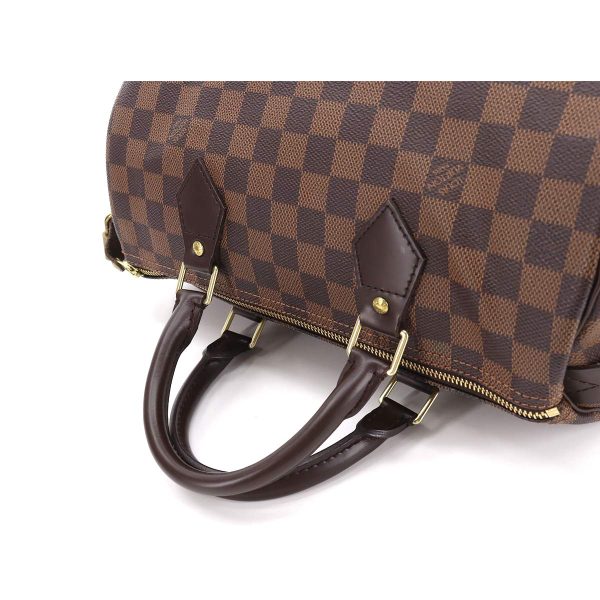 4 Louis Vuitton Damier Speedy 30 Hand Bag Ebene Brown Gold Hardware