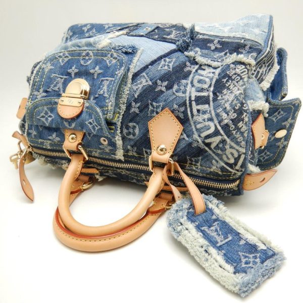 4 Louis Vuitton Monogram Denim Speedy 30 Blue Boston Bag