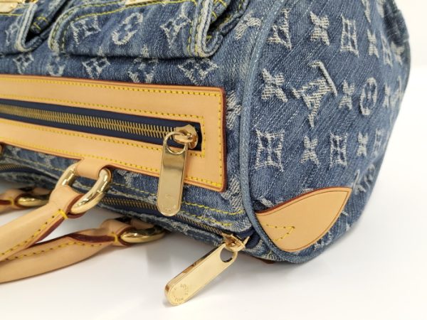 4 Louis Vuitton Neo Speedy Handbag Mini Boston Bag Monogram Denim Blue