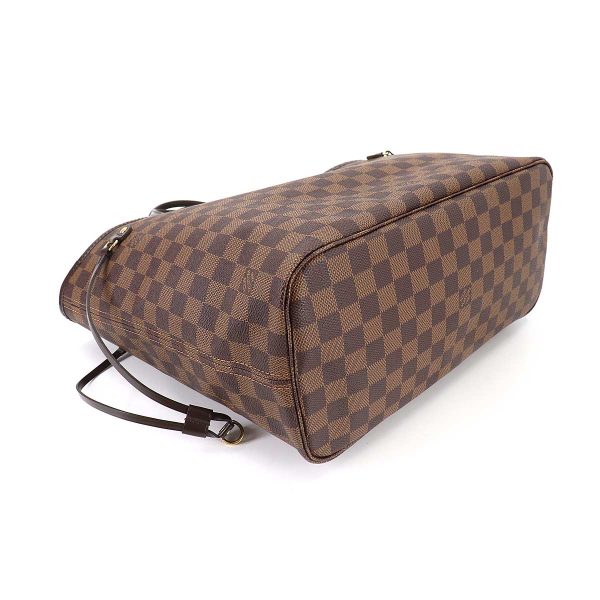 4 Louis Vuitton Damier Neverfull MM Tote Bag Ebene Series Brown Gold Metal Fittings