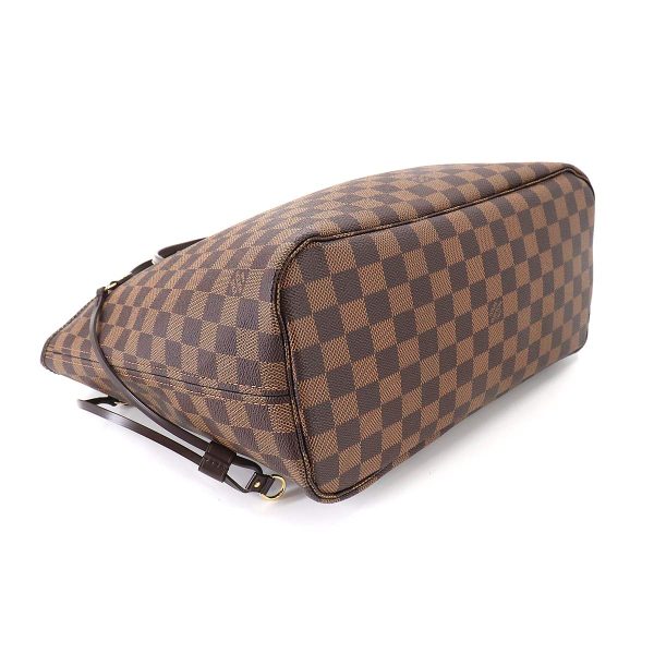 4 Louis Vuitton Damier Neverfull MM Tote Bag Ebene Brown Red Gold Metal Fittings