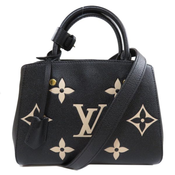 45701002 1 Louis Vuitton Montaigne BB Handbag Emplant Black x Beige