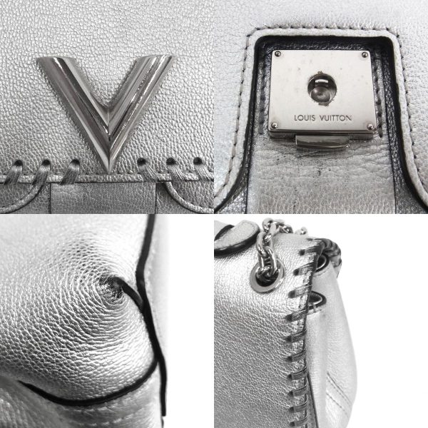 5 Louis Vuitton Silver Metallic Leather Braided Around Very Chain Bag