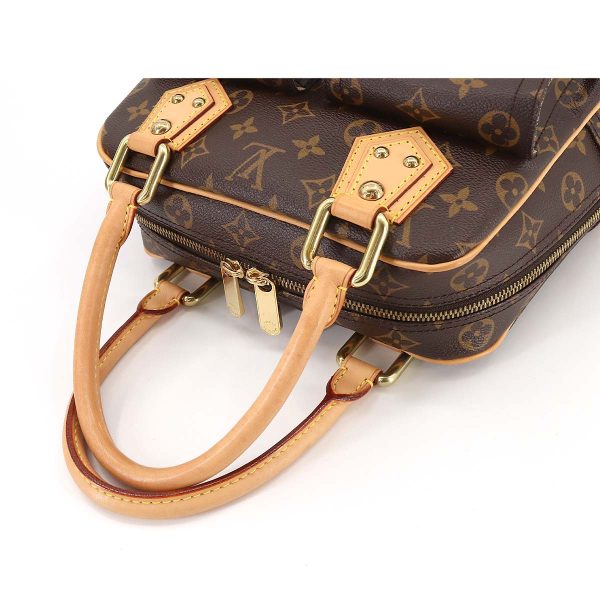 5 Louis Vuitton Monogram Manhattan PM Hand Bag Brown Gold Hardware