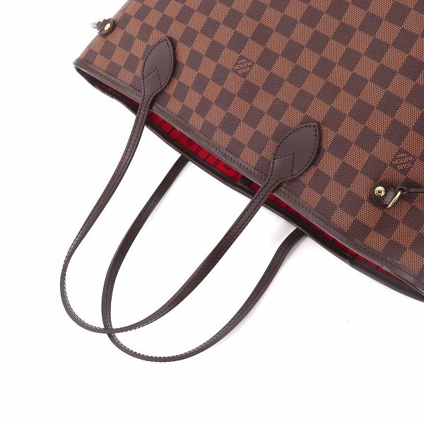 5 Louis Vuitton Damier Neverfull MM Tote Bag Ebene Brown Gold Metal Fittings