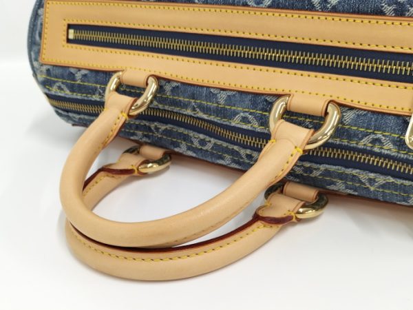 5 Louis Vuitton Neo Speedy Handbag Mini Boston Bag Monogram Denim Blue