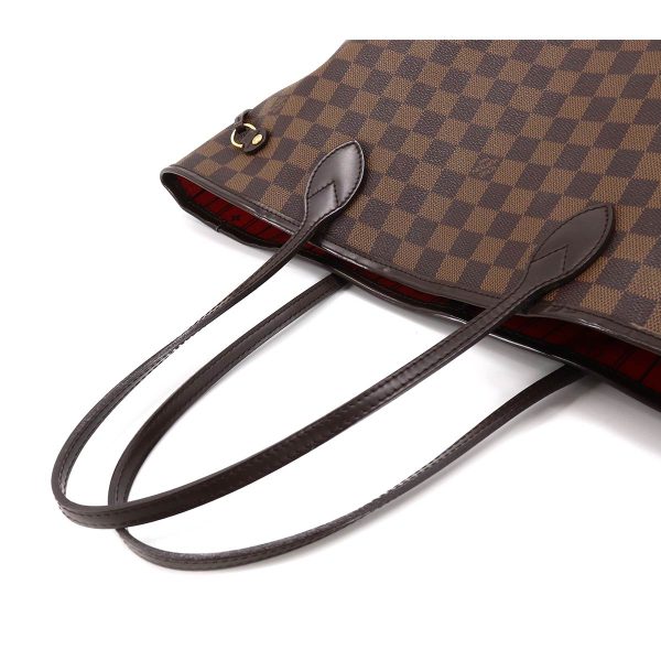 5 Louis Vuitton Damier Neverfull MM Tote Bag Ebene Cerise Brown Gold Hardware