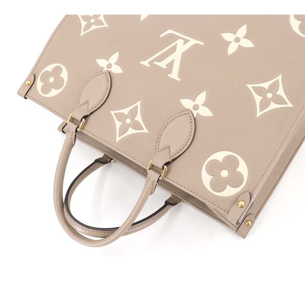 5 Louis Vuitton Bicolor Monogram Implant On The Go MM 2way Tote Shoulder Bag Tourtrail Creme