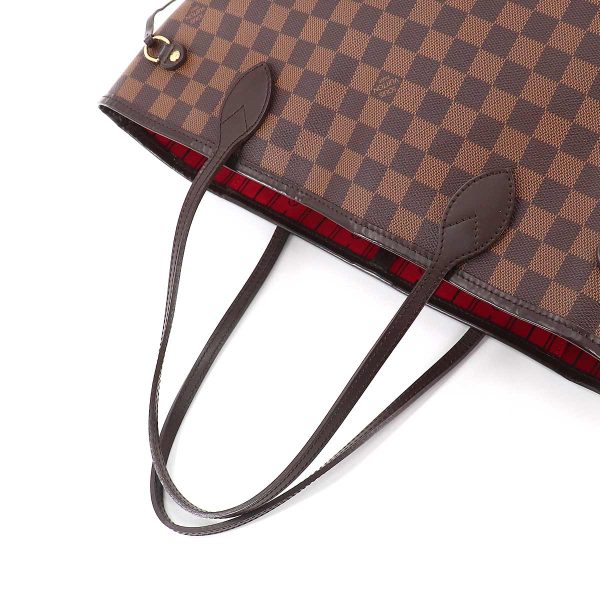 5 Louis Vuitton Damier Neverfull MM Tote Bag Ebene Cerise Brown Gold Hardware