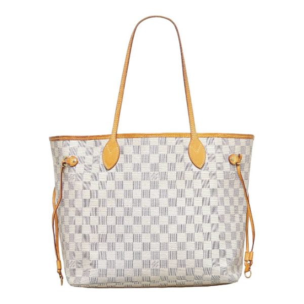 6 Louis Vuitton Damier Azur Neverfull MM Tote Bag Shoulder Bag White