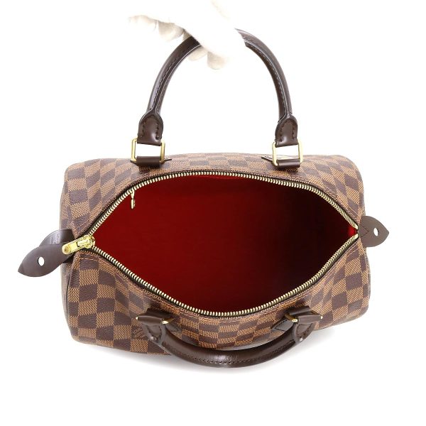 6 Louis Vuitton Damier Speedy 30 Hand Bag Ebene Brown Gold Hardware