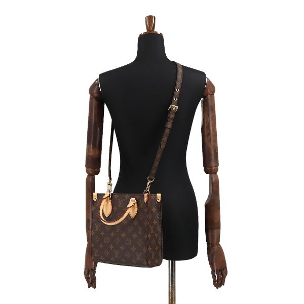 6 Louis Vuitton Monogram Sac Plat BB 2 Way Hand Shoulder Bag Brown
