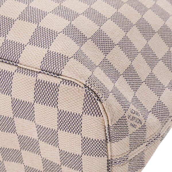 6 Louis Vuitton Damier Azur Neverfull PM White Canvas Handbag