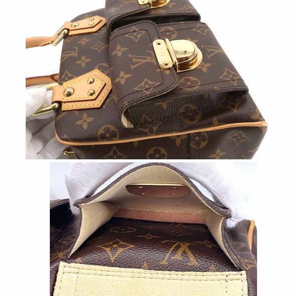 7 Louis Vuitton Monogram Manhattan PM Hand Bag Brown Gold Hardware