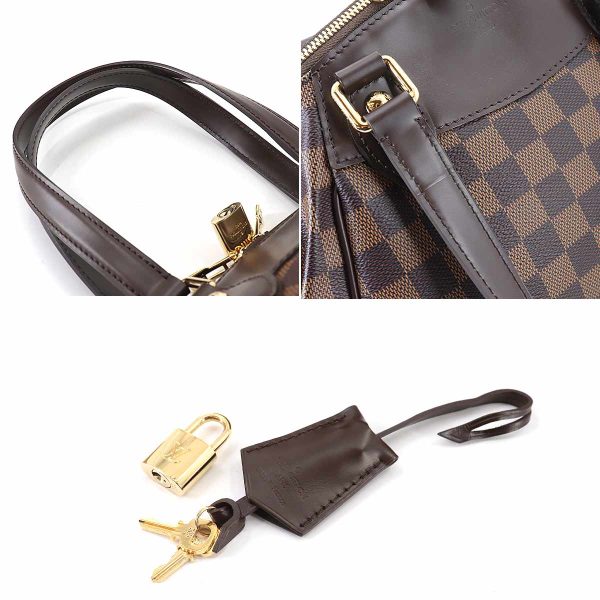 7 Louis Vuitton Damier Verona PM Hand Bag Ebene Brown Gold Hardware