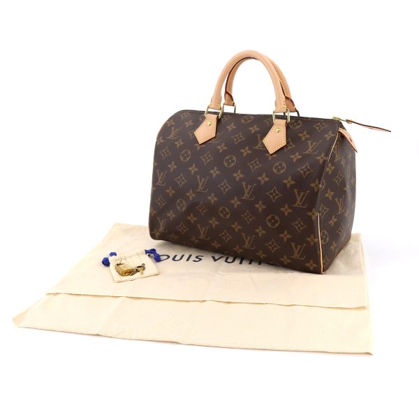 7 Louis Vuitton Monogram Speedy 30 Hand Bag Brown RFID Gold Hardware