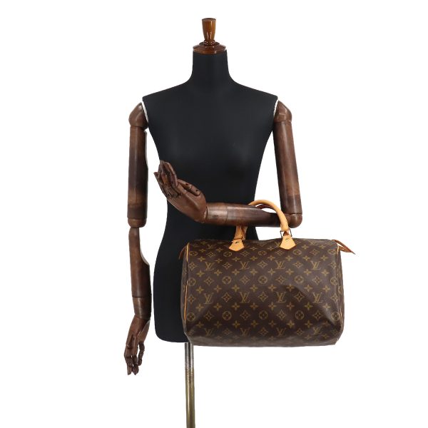 7 Louis Vuitton Monogram Speedy 35 Hand Bag Brown Gold Hardware