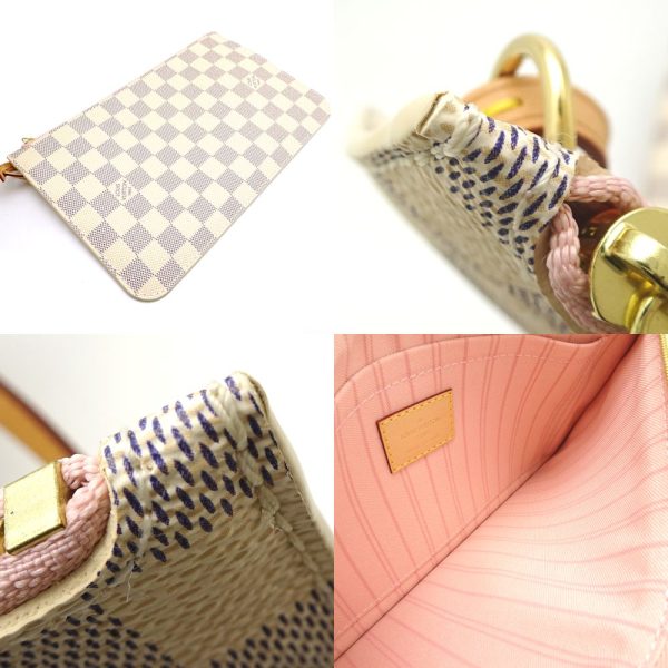 7 Louis Vuitton Damier Azur Neverfull MM Rose Ballerine Tote Bag