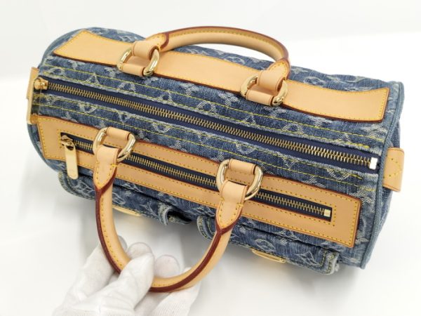 7 Louis Vuitton Neo Speedy Handbag Mini Boston Bag Monogram Denim Blue