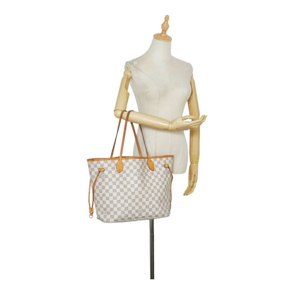 7 Louis Vuitton Damier Azur Neverfull MM Tote Bag Shoulder Bag White