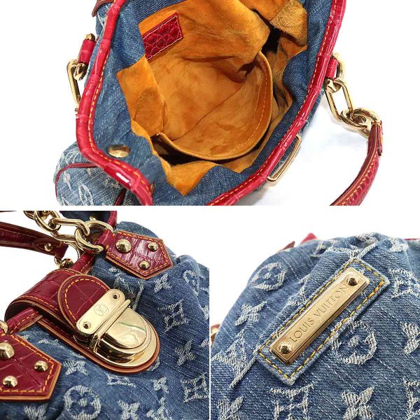 7 Louis Vuitton Monogram Denim Pleaty Aligator Shoulder Bag