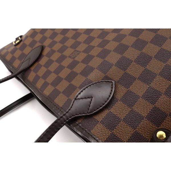 7 Louis Vuitton Damier Neverfull MM Tote Bag Ebene Cerise Brown Gold Hardware