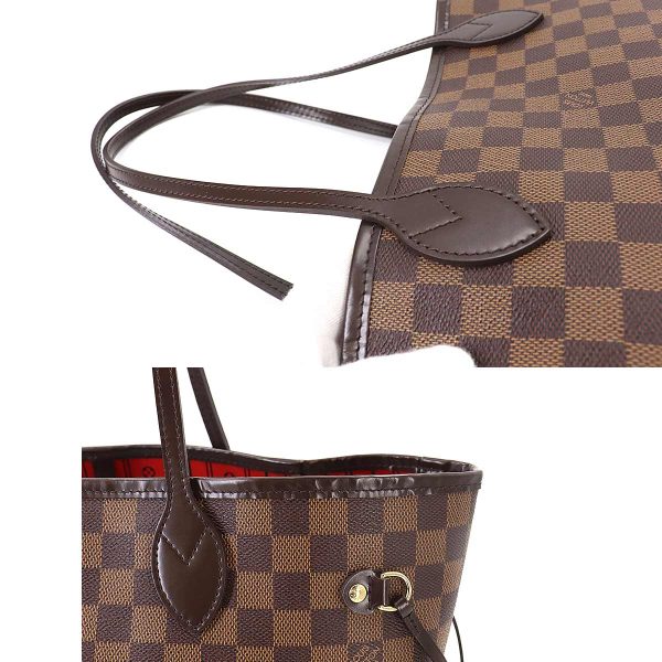 7 Louis Vuitton Damier Neverfull MM Tote Bag Ebene Series Brown Gold Metal Fittings