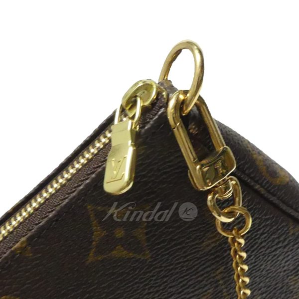 7 Louis Vuitton Mini Pochette Accessoire Monogram Chain Hand Bag Brown