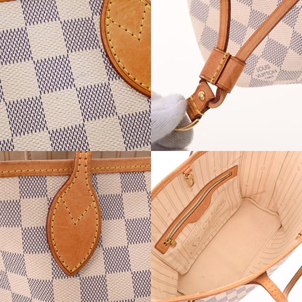 7 Louis Vuitton Damier Azur Neverfull PM White Canvas Handbag