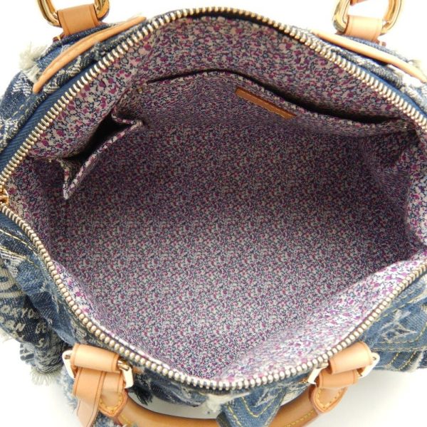 8 Louis Vuitton Monogram Denim Speedy 30 Blue Boston Bag