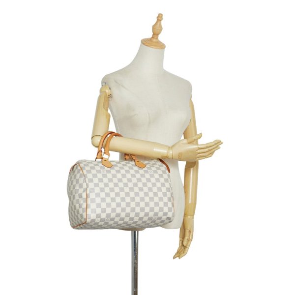 8 Louis Vuitton Damier Azur Speedy 30 Handbag Mini Boston Bag White