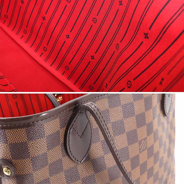 8 Louis Vuitton Damier Neverfull MM Tote Bag Ebene Cerise Brown Gold