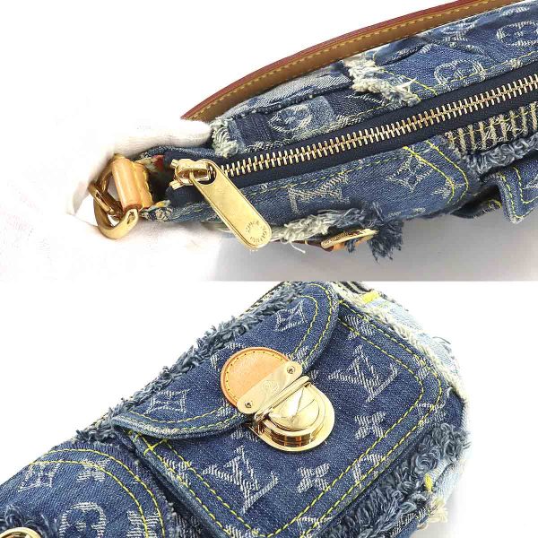 8 Louis Vuitton Monogram Denim Patchwork Pouchy Shoulder Bag Blue