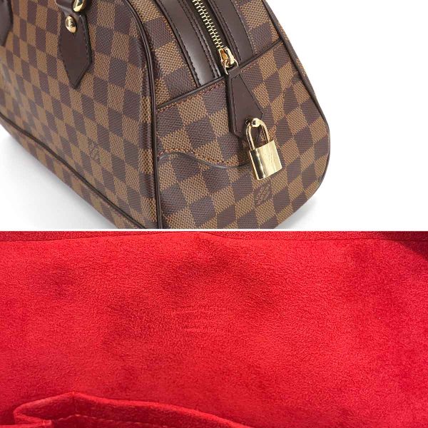 8 Louis Vuitton Damier Duomo Hand Bag Ebene Gold Metal Fittings